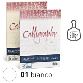 CARTA CALLIGRAPHY MILLERIGHE - A4 - 200 GR - BIANCO 01 - FAVINI - CONF. 50 FOGLI 61547