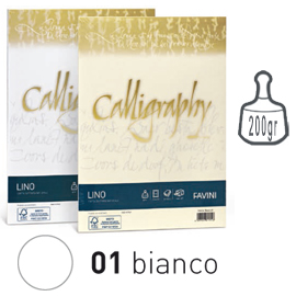 CARTA CALLIGRAPHY LINO - A4 - 200 GR - BIANCO 01 - FAVINI - CONF. 50 FOGLI 57470