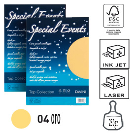CARTA METALLIZZATA SPECIAL EVENTS - A4 - 250 GR - ORO - FAVINI - CONF. 10 FOGLI 53518