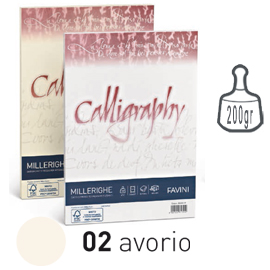CARTA CALLIGRAPHY MILLERIGHE - A4 - 200 GR - AVORIO 02 - FAVINI - CONF. 50 FOGLI 61548
