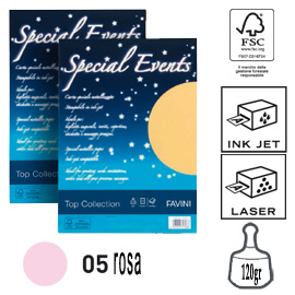 CARTA METALLIZZATA SPECIAL EVENTS - A4 - 120 GR - ROSA - FAVINI - CONF. 20 FOGLI 53507