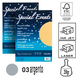 CARTA METALLIZZATA SPECIAL EVENTS - A4 - 250 GR - ARGENTO - FAVINI - CONF. 10 FOGLI 53517