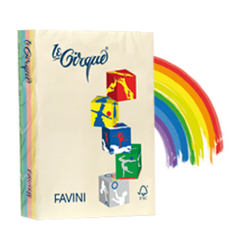 CARTA LE CIRQUE - A4 - 80 GR - MIX 4 COLORI PASTELLO - FAVINI - CONF. 200 FOGLI 61659