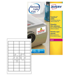 ETICHETTA A4 20FG. 45,7x25,4MM  POLIESTERE LASER AVERY 58431