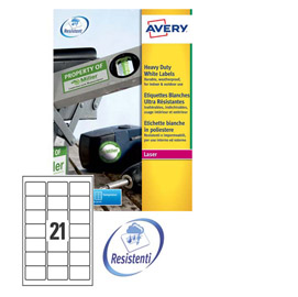 ETICHETTE BIANCHE IN POLIESTERE 63,5X38,1MM 20FG.AVERY 47696