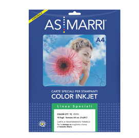 CARTA A TRASFERIMENTO TERMICO A4 COLOR CTT TESSUTO CHIARO T-SHIRT 10 FG. AS MARRI 28665