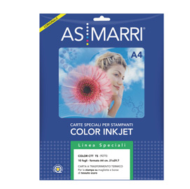 CARTA A TRASFERIMENTO TERMICO A4 COLOR CTT TESSUTO SCURO 10 FG. AS MARRI 62411