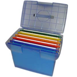 VALIGETTA ARIANNA - BLU TRASLUCIDO - CON 5 CARTELLE SOSPESE JOKER INTERASSE 33 CM - 37X25X30 CM - COLORI ASSORTITI - BERTESI 49405
