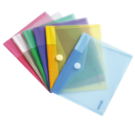 BUSTE CON BOTTONE IN VELCRO - PP - A4 - COLORI ASSORTITI - TARIFOLD - SET 12 PEZZI 71888