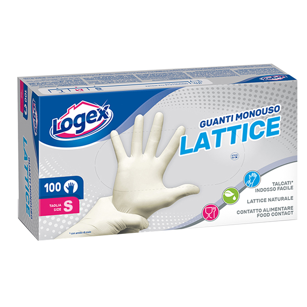 GUANTI IN LATTICE - TAGLIA S - LOGEX PROFESSIONAL -  SCATOLA DA 100 PEZZI 91036