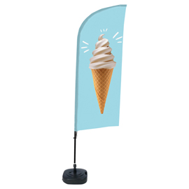 BANDIERA A VELA GELATO - CON BASE RIEMPIBILE - 89 X 240 CM - STUDIO T 101090