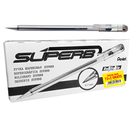 PENNA A SFERA SUPER B - PUNTA 0,7 MM - NERO - PENTEL - PROMO PACK 12+2 PEZZI 102514