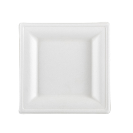 PIATTO QUADRATO MONOUSO - 16 X 16 CM - CANNA DA ZUCCHERO - BIANCO - SIGNOR BIO - CONF. 50 PEZZI 100110