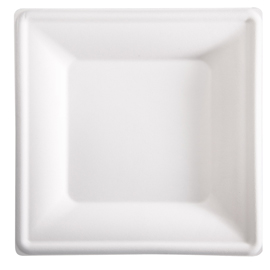 PIATTO QUADRATO MONOUSO - 26 X 26 CM - CANNA DA ZUCCHERO - BIANCO - SIGNOR BIO - CONF. 50 PEZZI 100112