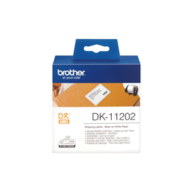 NASTRO IN CARTA 62mm x 100mM NERO SU BIANCO BROTHER DK 11202 BRODK11202