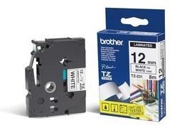 NASTRO BROTHER 12MM NERO SU BIANCO TZ231 BROTZE231