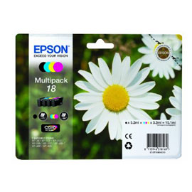 EPSON - MULTIPACK CARTUCCIA INK - 18 - C-M-Y-K - C13T18064012 - C-M-Y 3,3ML CAD - K 5,2ML EPST18064012
