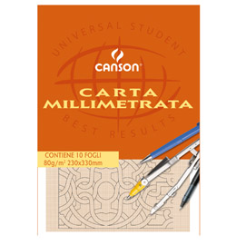 BLOCCO CARTA OPACA MILLIMETRATA - 230X330MM - 10 FOGLI - 80GR - CANSON 63706