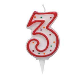 CANDELINA ZUCCHERINO - NUMERO 3 - H.8.5CM - BIG  PARTY 85969