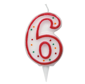 CANDELINA ZUCCHERINO - NUMERO 6 - H.8.5CM - BIG  PARTY 85972