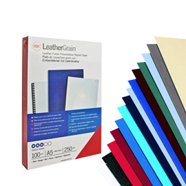 COPERTINE LEATHERGRAIN - A4 - 250 GR - NERO GOFFRATO - GBC - CONF. 100 PEZZI 26993