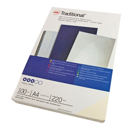 COPERTINE TRADITIONAL - A4 - 220 GR - CARTONCINO LISCIO - BIANCO - GBC - SCATOLA 100 PEZZI 26986