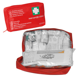 ASTUCCIO DI PRONTO SOCCORSO PER AUTO SOFT BAG DIN 13164B - 25X15X7,5 CM - ROSSO - PVS 73549