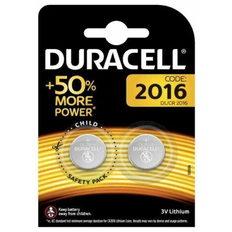 BATTERIA A BOTTONE 3V DURACELL CR2016 DL2016 2pz