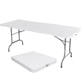 TAVOLO RETTANGOLARE PIEGHEVOLE - 152X76X74 CM - POLIETILENE-ACCIAIO VERNICIATO - BIANCO - SERENA GROUP 64634