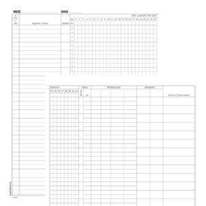 REGISTRO PRESENZE MENSILI - 48 PAGINE - 31X24,5CM - DU131301200 - DATA UFFICIO 88629