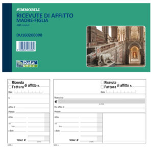 BLOCCO 100 RICEVUTE-FATTURE DI AFFITTO MADRE-FIGLIA - 10X21,5CM - DU160200000 - DATA UFFICIO 88603