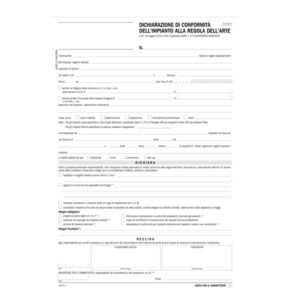 DICHIARAZIONE CONFORMITA' IMPIANTO - SNAP 5 COPIE AUTORIC. - 31 X 21 CM - DU184110000 - DATA UFFICIO 88640