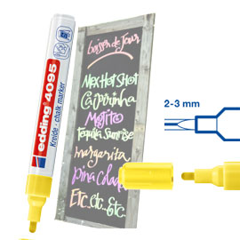MARCATORE GESSO LIQUIDO 4090 - GIALLO FLUO - PUNTA TONDA DA 2,00-3,00MM - EDDING 56808