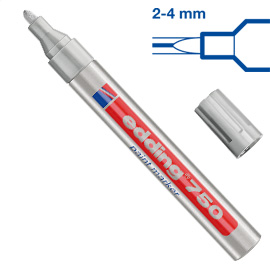 MARCATORE PERMANENTE A VERNICE 750 - PUNTA DA 2,0 A 4,0MM - ARGENTO - EDDING 27562