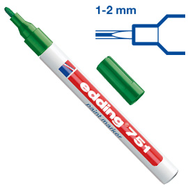MARCATORE PERMANENTE A VERNICE 751 - PUNTA DA 1,0 A 2,0MM - VERDE - EDDING 27566