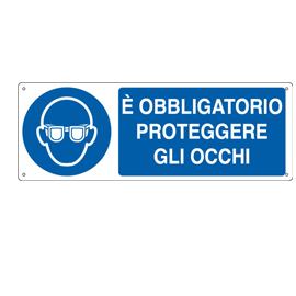 CARTELLO SEGNALATORE - 35X12,5 CM - E' OBBLIGATORIO PROTEGGERE GLI OCCHI - ALLUMINIO - CARTELLI SEGNALATORI 79812
