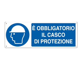 CARTELLO SEGNALATORE - 35X12,5 CM - E' OBBLIGATORIO IL CASCO DI PROTEZIONE - ALLUMINIO - CARTELLI SEGNALATORI 79813