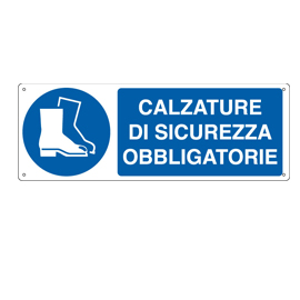 CARTELLO SEGNALATORE - 35X12,5 CM - CALZATURE DI SICUREZZA OBBLIGATORIE - ALLUMINIO - CARTELLI SEGNALATORI 79816