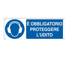 CARTELLO SEGNALATORE - 35X12,5 CM - E' OBBLIGATORIO PROTEGGERE L'UDITO - ALLUMINIO - CARTELLI SEGNALATORI 79817
