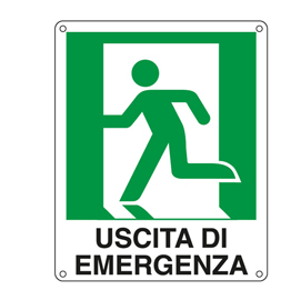 CARTELLO SEGNALATORE - 25X31 CM - USCITA DI EMERGENZA (SINISTRA) - ALLUMINIO - CARTELLI SEGNALATORI 76910