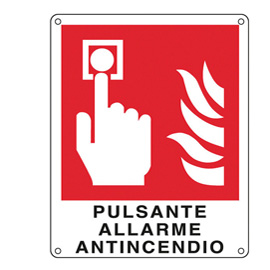 CARTELLO SEGNALATORE - 12X14,5 CM - PULSANTE ALLARME ANTINCENDIO - ALLUMINIO - CARTELLI SEGNALATORI 76918