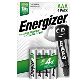 PILE AAA POWER PLUS - RICARICABILI - ENERGIZER - BLISTER 4 PEZZI 94397