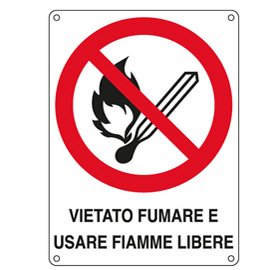 CARTELLO SEGNALATORE - 16,6X23,3 CM - VIETATO FUMARE E USARE FIAMME LIBERE - ALLUMINIO - CARTELLI SEGNALATORI 79810