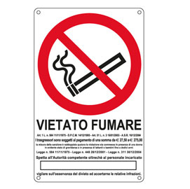 CARTELLO SEGNALATORE - 27X43 CM - VIETATO FUMARE - ALLUMINIO - CARTELLI SEGNALATORI 76894
