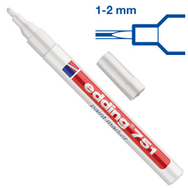 PENNARELLO PERMANENTE A VERNICE EDDING 751 BIANCO PUNTA 1-2 mm 27567