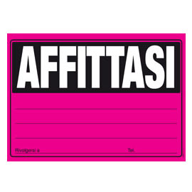 CARTELLO AFFITTASI - 24 X 33CM - COLORI ASSORTITI - EDIPRO 69996