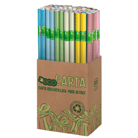 ROTOLO CARTA REGALO - 2 MT X 70 CM - FANTASIE RIGHE E POIS - REX SADOCH - ESPOSITORE 50 PEZZI 95083