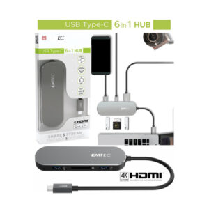 EMTEC - HUB 6-IN-1 MULTIMEDIA TYPE-C T650C - ECHUBT650C EMTHUBT650C