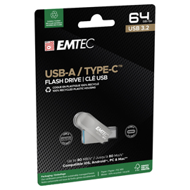 EMTEC - MEMORIA DUAL USB3.2 TO TYPE-C - 64GB - ECMMD64GD283 EMTMD64GD283