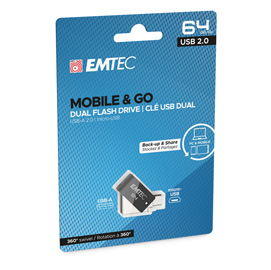 EMTEC - DUAL USB2.0 T260 - MICRO-USB - ECMMD64GT262B - 64GB EMTD64GT262B